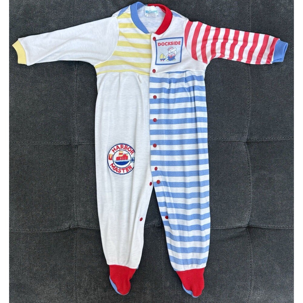 Vintage Carters 9/12M (18-23lbs) "Dockside Harbor Master" Pjs Striped Design